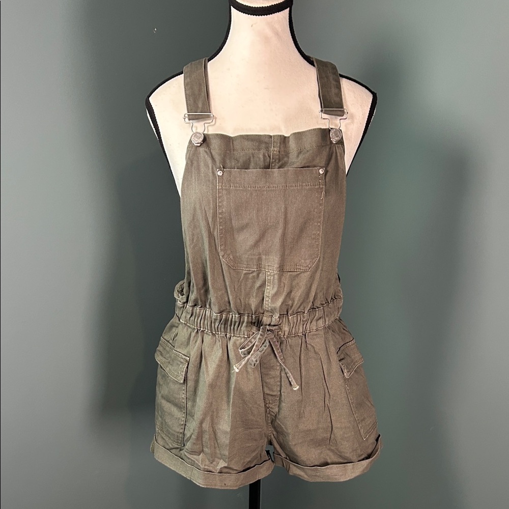 Almost Famous Olive Green Women's Denim Overalls